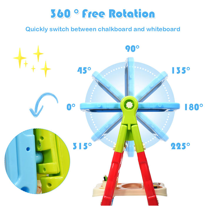 Artist Drawing Board Double Sided Standing Art Easel - Dry-Erase Board And Chalkboard 48 Pcs - (050-13)