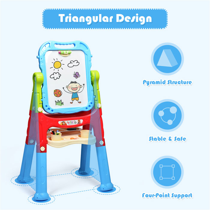 Artist Drawing Board Double Sided Standing Art Easel - Dry-Erase Board And Chalkboard 48 Pcs - (050-13)