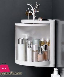 Bathroom Corner Storage Cabinet 360 Degree Rotating Triangle Shelf Multifunction Rack Wall Mounted Kitchen Cosmetic Storage Box