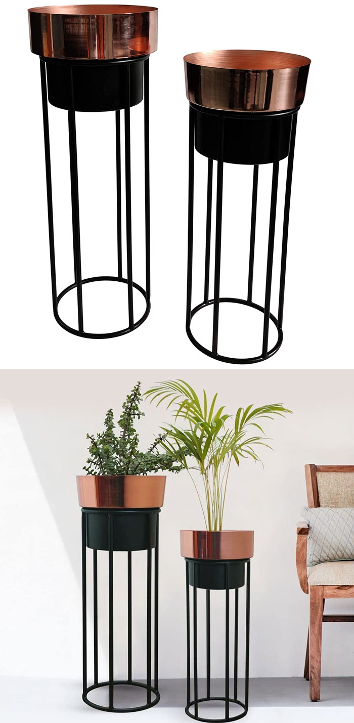 Bella Planter Modern Planter With Rose Gold Pot Large 6 Bella Planter Modern Planter With Rose Gold Pot Large