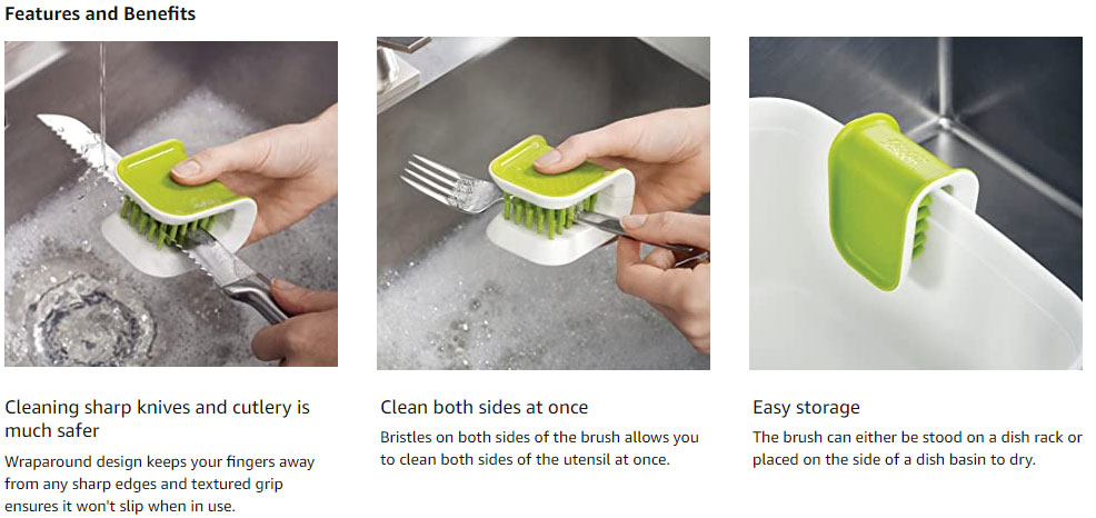 Blade Brush Knife And Cutlery Cleaner Brush Bristle Scrub Kitchen Washing Non-Slip