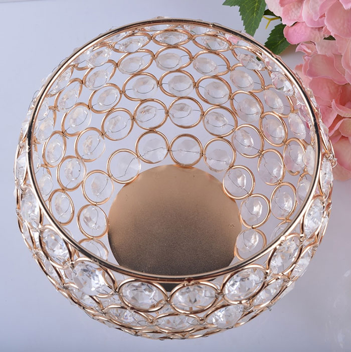 Candle Holders Gold Plated Crystal For Home Decoration - 3 Pcs