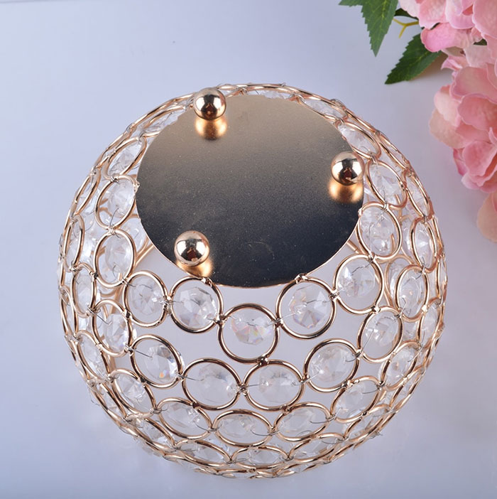 Candle Holders Gold Plated Crystal For Home Decoration - 3 Pcs
