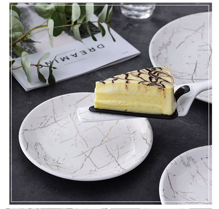 Ceramic Cake Serving Set With Bamboo Rack Set 9 Pieces