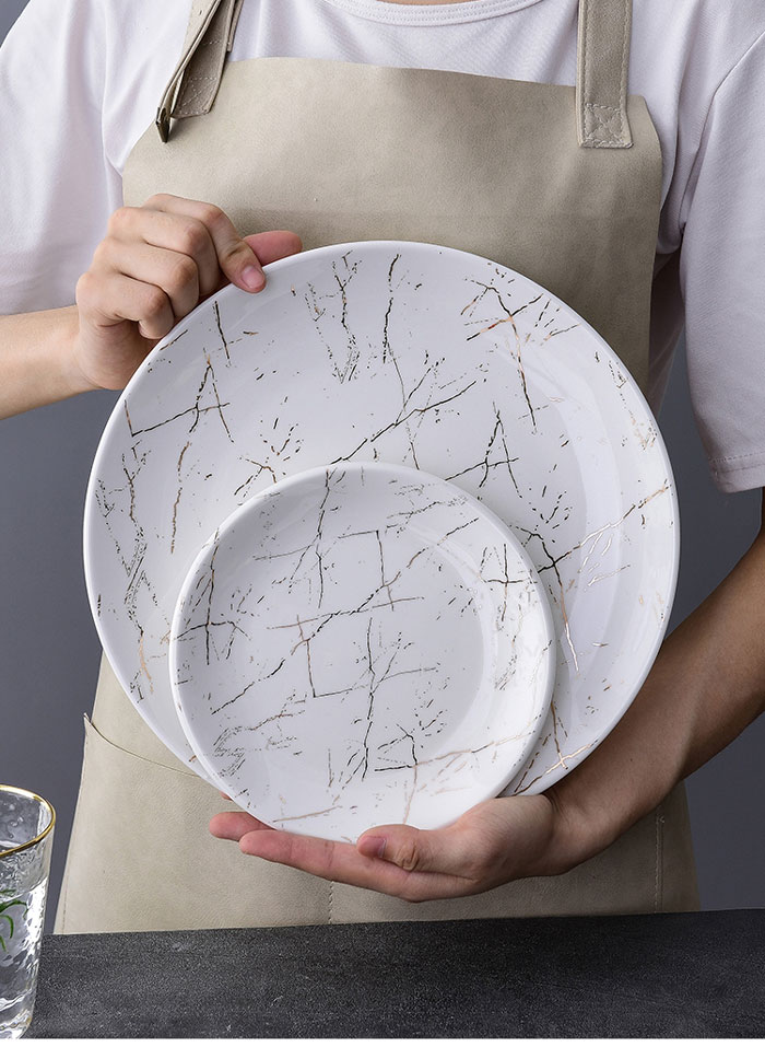 Ceramic Cake Serving Set With Bamboo Rack Set 9 Pieces