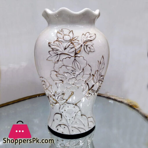 Ceramic Vase Embossed Print 10-Inch
