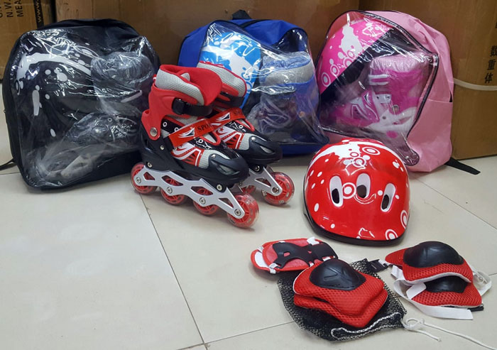 Children'S 2In1 Inline Skates With Protective Gear Set Size 28-33