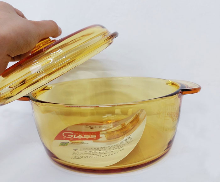 Delisoga Microwavable Bowl With Lid Tempered Glass Classic Casserole Set Of 3