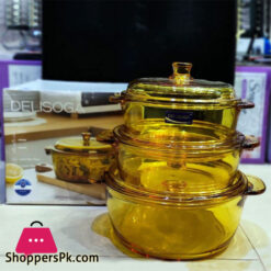 Delisoga Microwavable Bowl with Lid Tempered Glass Classic Casserole Set of 3