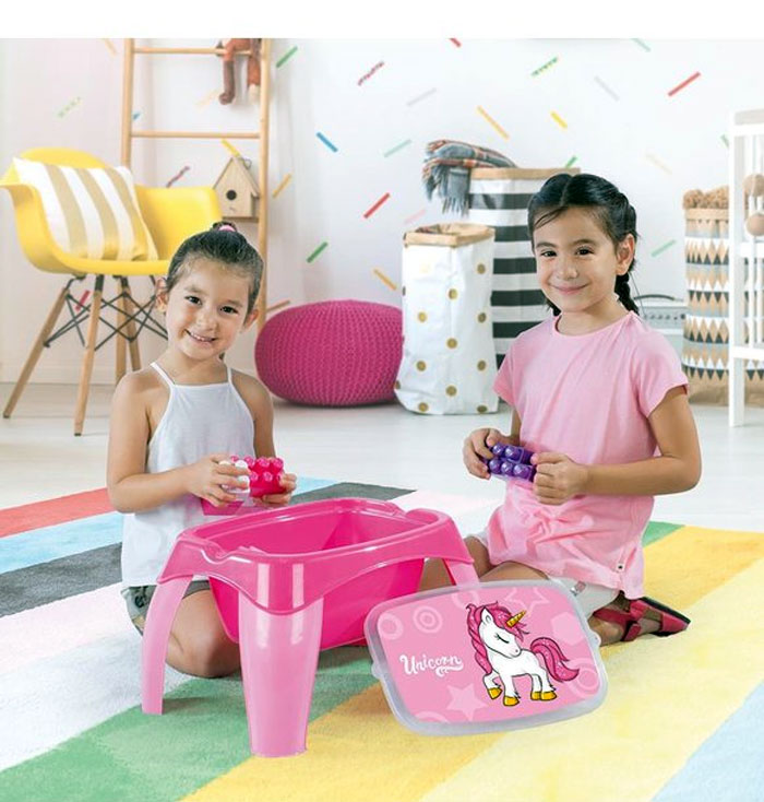 Dolu Unicorn Activity Game Table With 30 Pieces Mega Blocks - 2598 Turkey Made