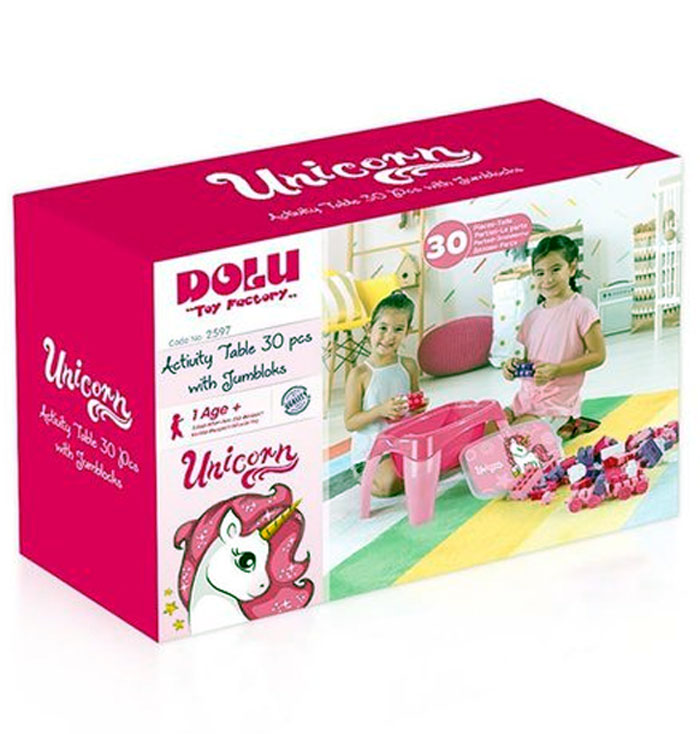 Dolu Unicorn Activity Game Table With 30 Pieces Mega Blocks - 2598 Turkey Made