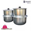 Elegant Silver Galaxy Aluminium Cooking Pot Set of 4 - EH0352