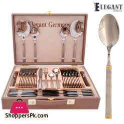 Elegant Cutlery Set Stainless Steel 18/10  with Leather Case (Half Dot) 52 - Pieces - EL52B15