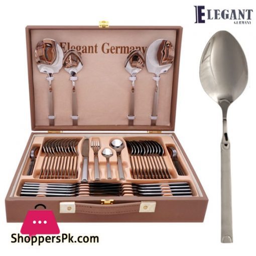 Elegant Cutlery Set Stainless Steel 18/10 with Leather Case (Half Dot) 52 - Pieces - EL52B16