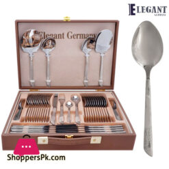Elegant Cutlery Set Stainless Steel 18/10  with Leather Case (LineTaxt) 52 - Pieces - EL52B14
