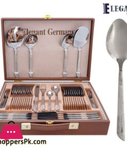 Elegant Cutlery Set Stainless Steel 18/10  with Leather Case (LineTaxt) 52 - Pieces - EL52B14