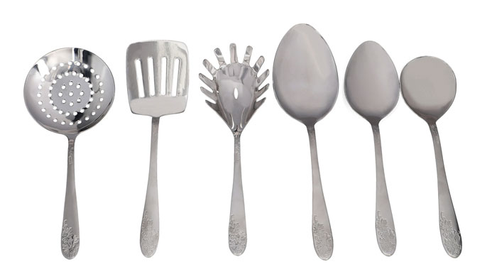 Elegant Serving Spoon Set Stainless Steel 18/10 (Flower) 6 - Pieces - Ss02-6S