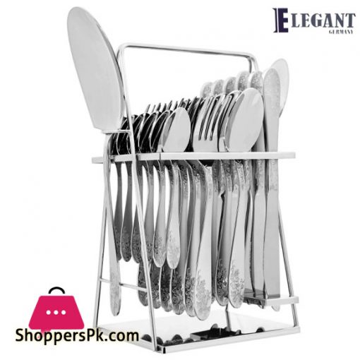Elegant Stainless Steel Cutlery Set (Flower SS) 26 - Pieces - FF02-26SS