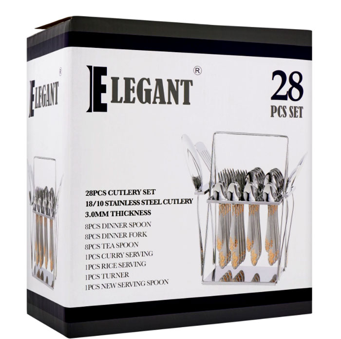 Elegant Cutlery Set Stainless Steel 18/10 (Flower) 28 - Pieces - Ee01-28Gs