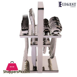 Elegant Stainless Steel Cutlery Set with Stand (Laser) 24 – Pieces – AA0010S
