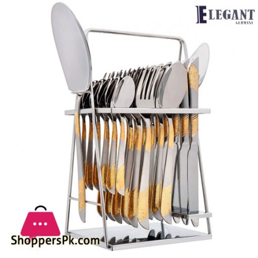 Elegant Stainless Steel Cutlery Set (LineTaxt) 26 - Pieces - FF14-26SS