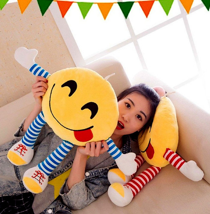 Emoji Stuffed Smiley Cushion Pillow Soft Toy With Legs And Hands (Heart Eyes Smiley)