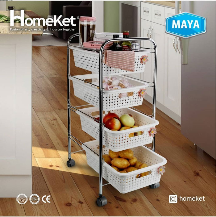 Homeket Maya Rectangular Multifunction Basket - 3 Layer