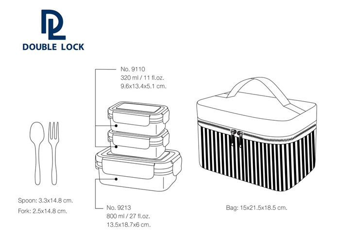 Jcj Double Lock Lunch Box With Bag Thailand Made - 49110