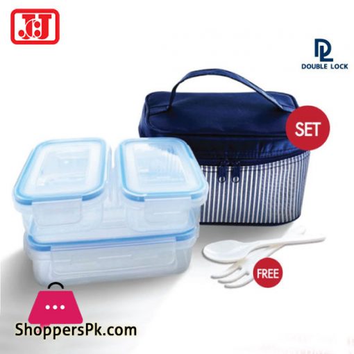 JCJ Double Lock Lunch Box with Bag Thailand Made - 49110