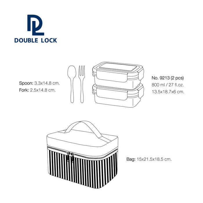 Jcj Double Lock Lunch Box With Bag Thailand Made – 49213