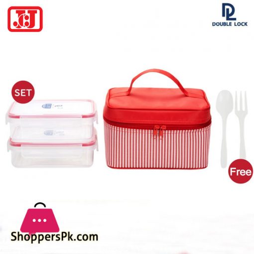 JCJ Double Lock Lunch Box with Bag Thailand Made – 49213