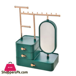 Jewellery Organizer With Makeup Mirror Rotating Earring Ring Necklace Display Rack
