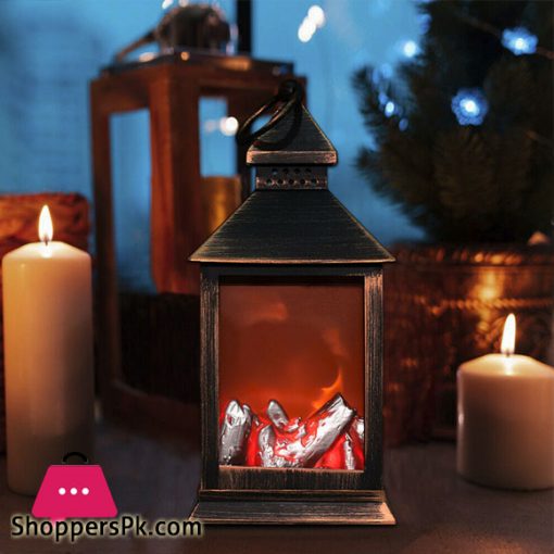 LED Fireplace Lantern Flicker Lamp Battery Operated Hanging /Sitting Decoration - 13 Inch