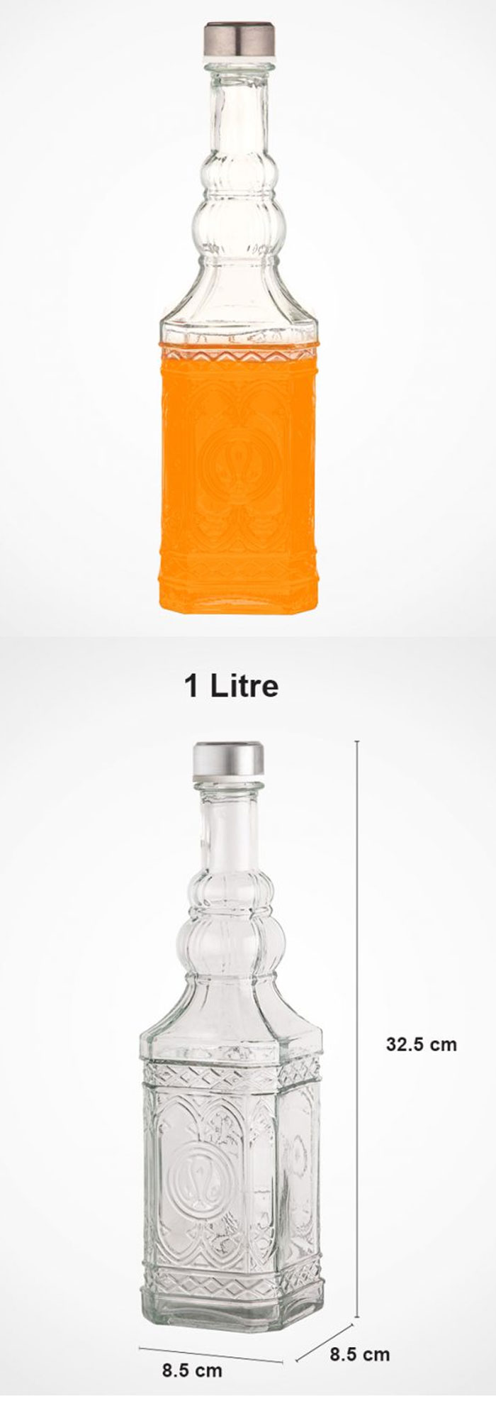 Limon Rectangle Bottle With Steel Lid - 1 Liter Iran Made