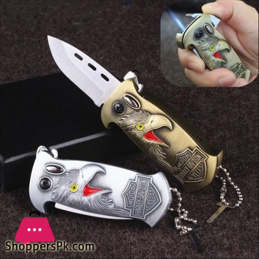 Outdoor Survival Knife Butane Lighter Windproof Multifunctional Eagle Portable Folding Knife Lighter
