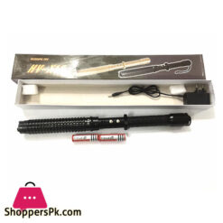 Powerful Self Defense Telescopic Taser Baton Rechargeable Tactical Q5 Led Flashlight with Zoom