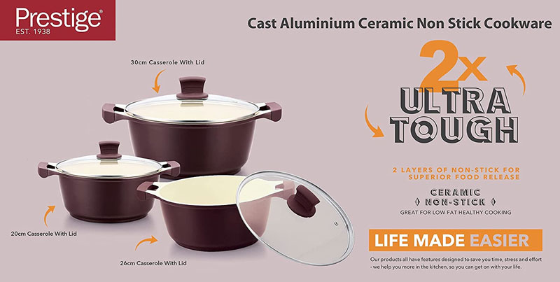 Prestige Heavy Cast Aluminum Ceramic Coating Cookware Set Of 6 - 80955