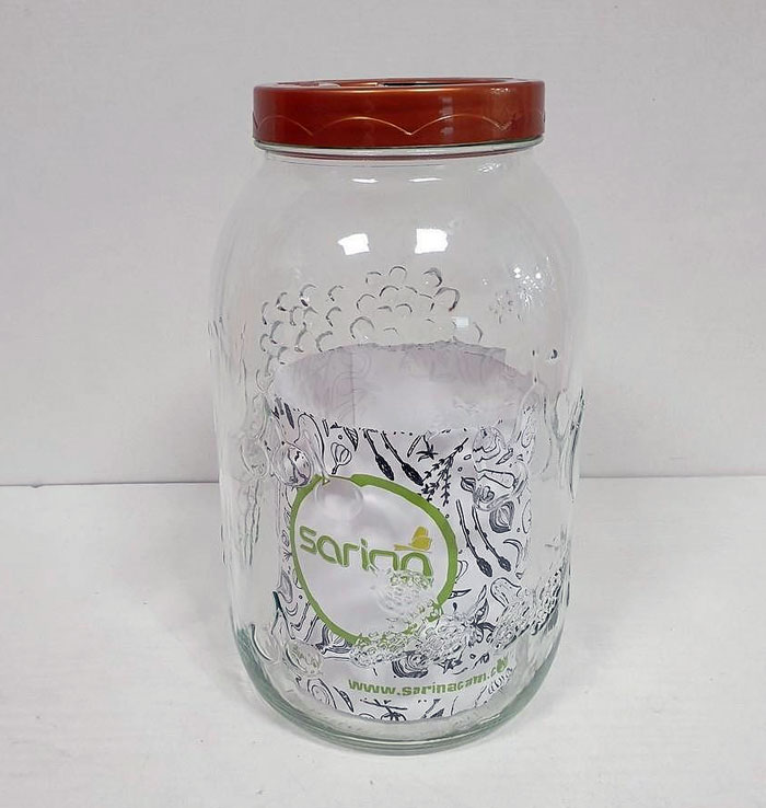 Sarina Glassware Embossed Pantry Jar 5-Liter - S187 Turkey Made