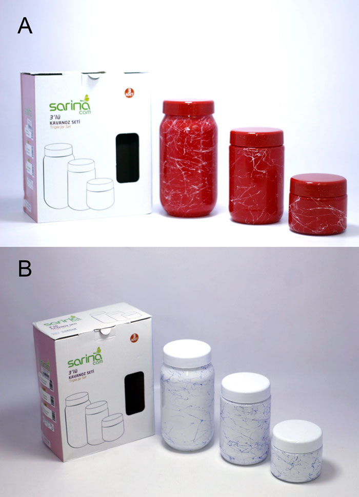 Sarina Glassware Marble Texture Jar 3-Pcs - S1006 Turkey Made