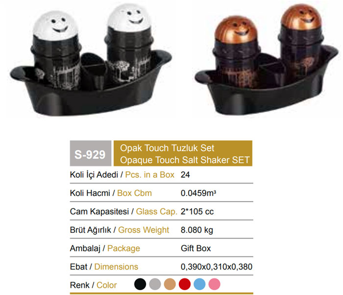 Sarina Glassware Opaque Titanic Salt And Pepper Shakers Set - S929 Turkey Made