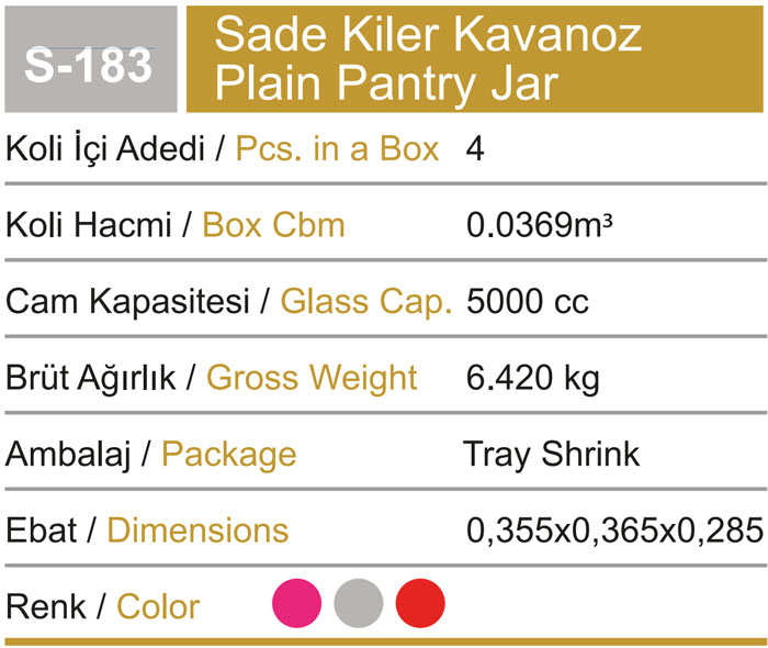 Sarina Glassware Plain Pantry Jar 5-Liter - S183 Turkey Made