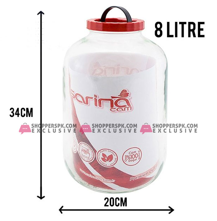 Sarina Glassware Plain Pantry Jar 8-Liter - S192 Turkey Made