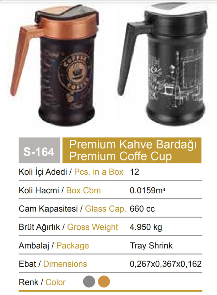 Sarina Glassware Premium Coffee Cup 660Ml - S164 Turkey Made