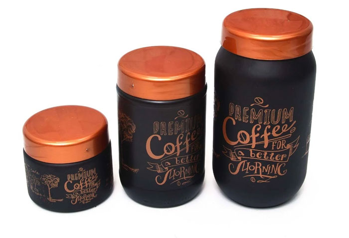 Sarina Glassware Triple Black Jar 3-Pcs - S983 Turkey Made