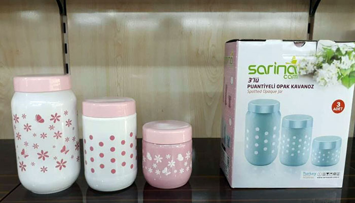 Sarina Glassware Triple Opaque Jar 3-Pcs – S931 Turkey Made
