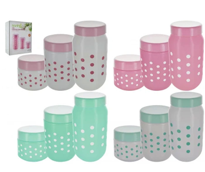 Sarina Glassware Triple Opaque Jar 3-Pcs – S931 Turkey Made