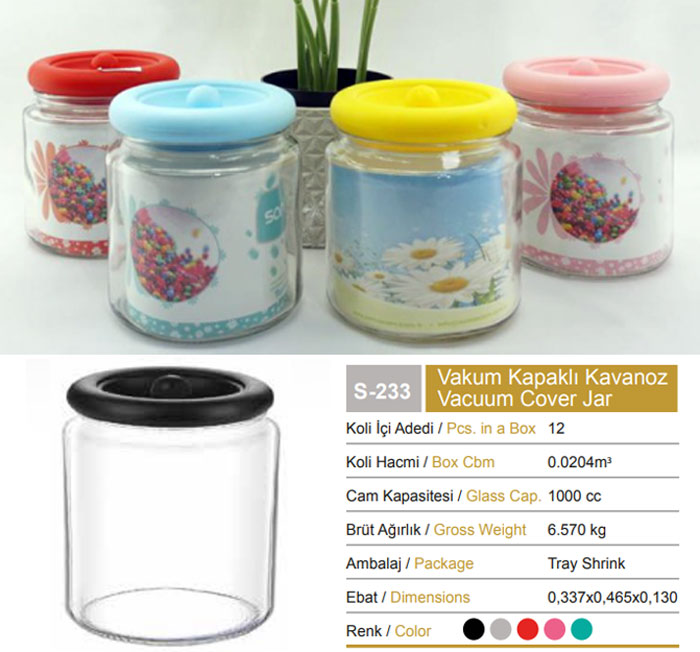 Sarina Prism Vacuum Lid Pantry Jar 1000Ml - S233 Turkey Made