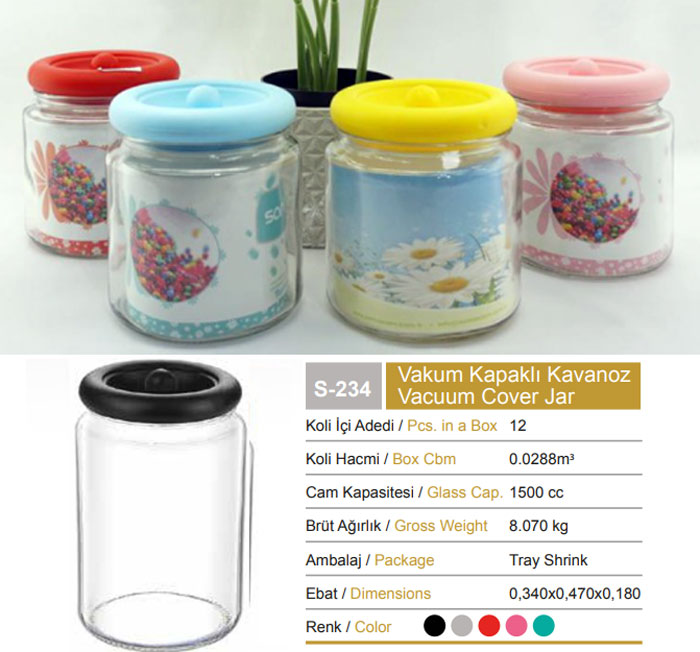 Sarina Prism Vacuum Lid Pantry Jar 1500Ml - S234 Turkey Made