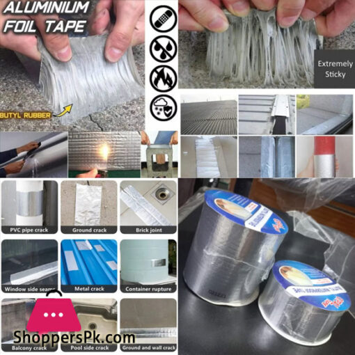 Butyl Aluminum Foil Tape Waterproof Tape High Quality for Filling Leak Size 4 Inch x 1.5 Meter