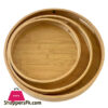 Wooden Round Serving Tray With Handles 3-Pcs Set
